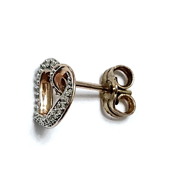 10K Rose gold Diamond Heart ❤️  Stud Earring - Picture 5 of 9